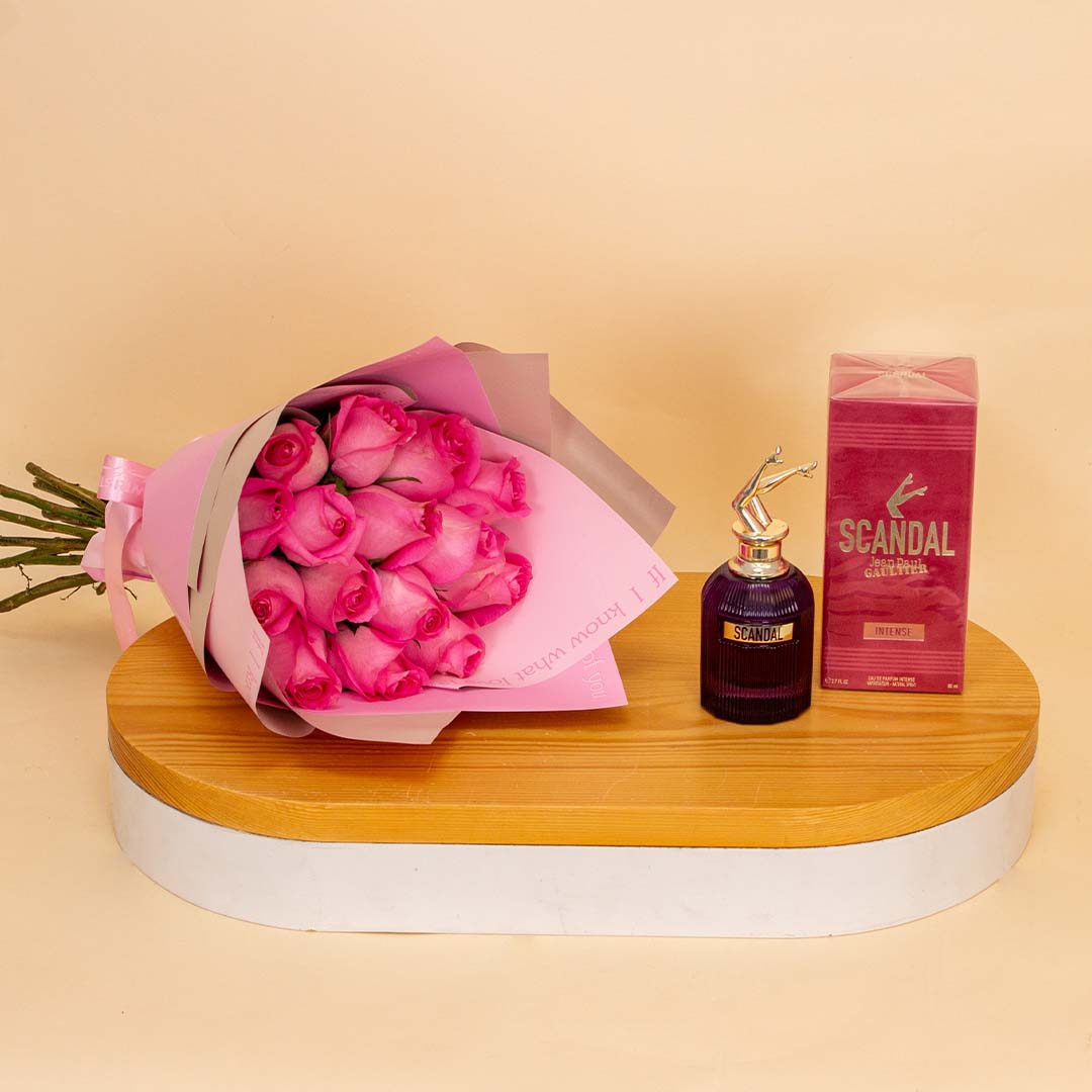 product-image-Scandal Intense Eau de Parfum for Women & 15 Pink Roses