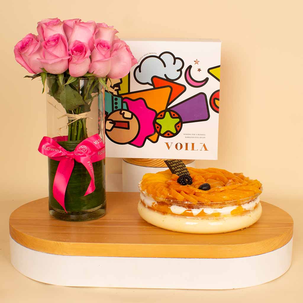 Flowrista Online Flowers Shop Voila Mango Brûlée |The pink flower vase15 flower 