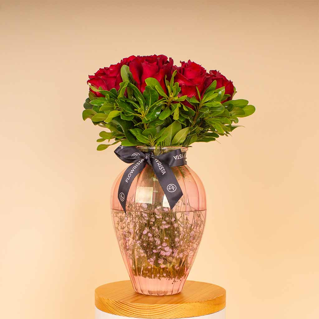 Flowrista Online Flowers Shop Red Roses Art Vase