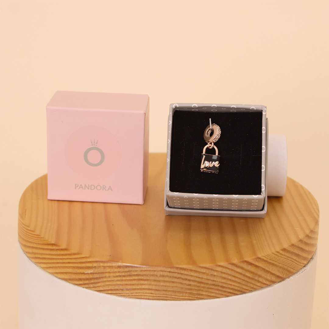 product-image-Pandora Padlock Dangle Charm 14k Rose Gold Plated with Zirconia