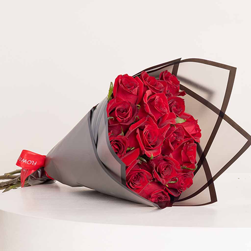 product-image-Felizmoda Silver Zircon Necklace & Red Roses Bouquet