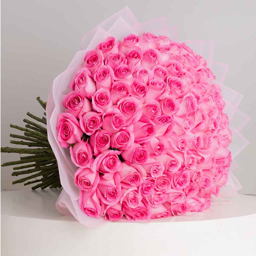 Flowrista Online Flowers Shop باقة 100 وردة بينك