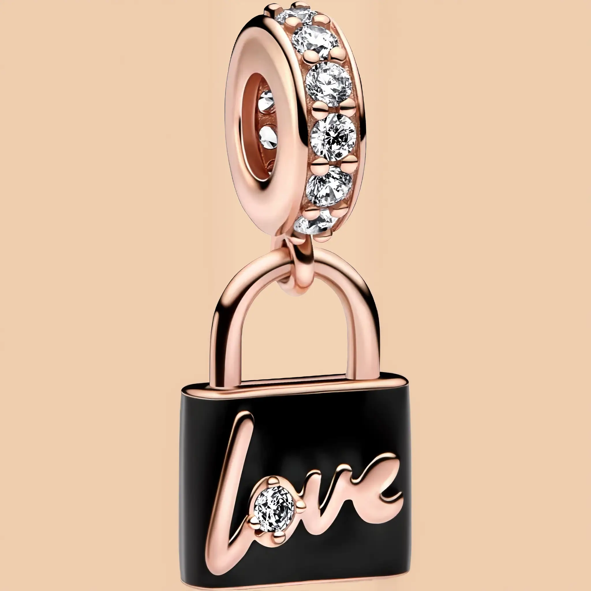 product-image-Pandora Padlock Dangle Charm 14k Rose Gold Plated with Zirconia