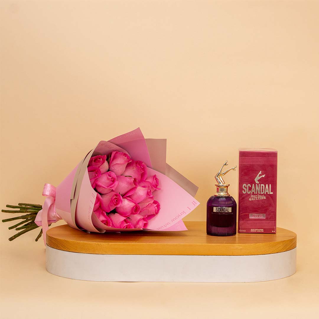 product-image-Scandal Intense Eau de Parfum for Women & 15 Pink Roses