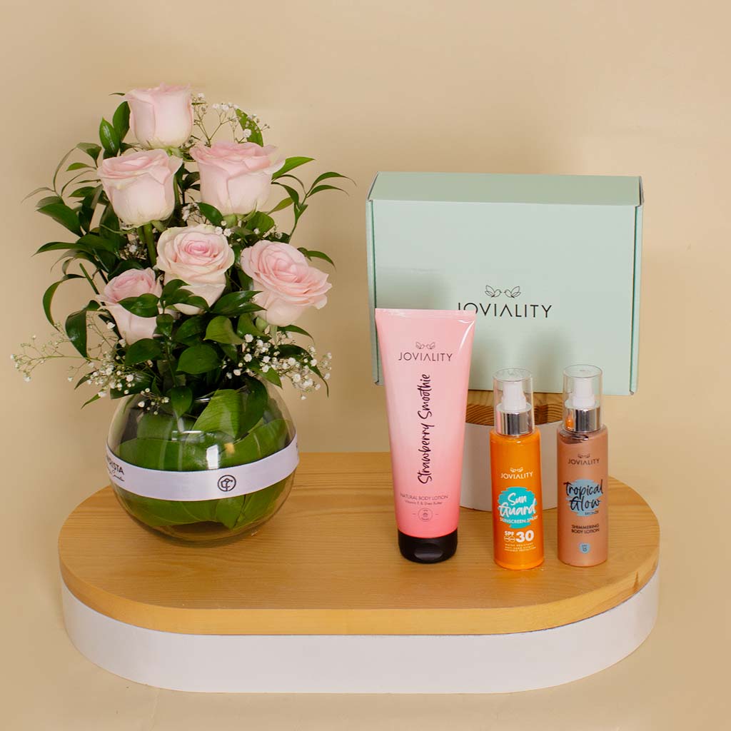 product-image-joviality Sun Care and Skin Love Essentials with Flowrista Vase