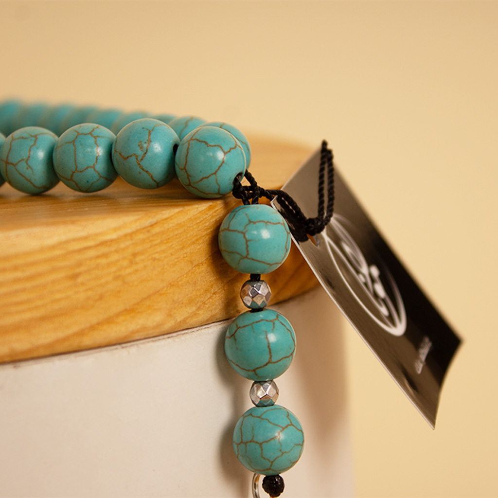 product-image-Blue Turquoise Rosary | Light Pink Flower Bouquet with 20 Roses