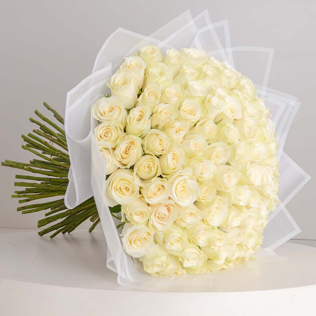 Flowrista Online Flowers Shop باقة 100 وردة بيضاء