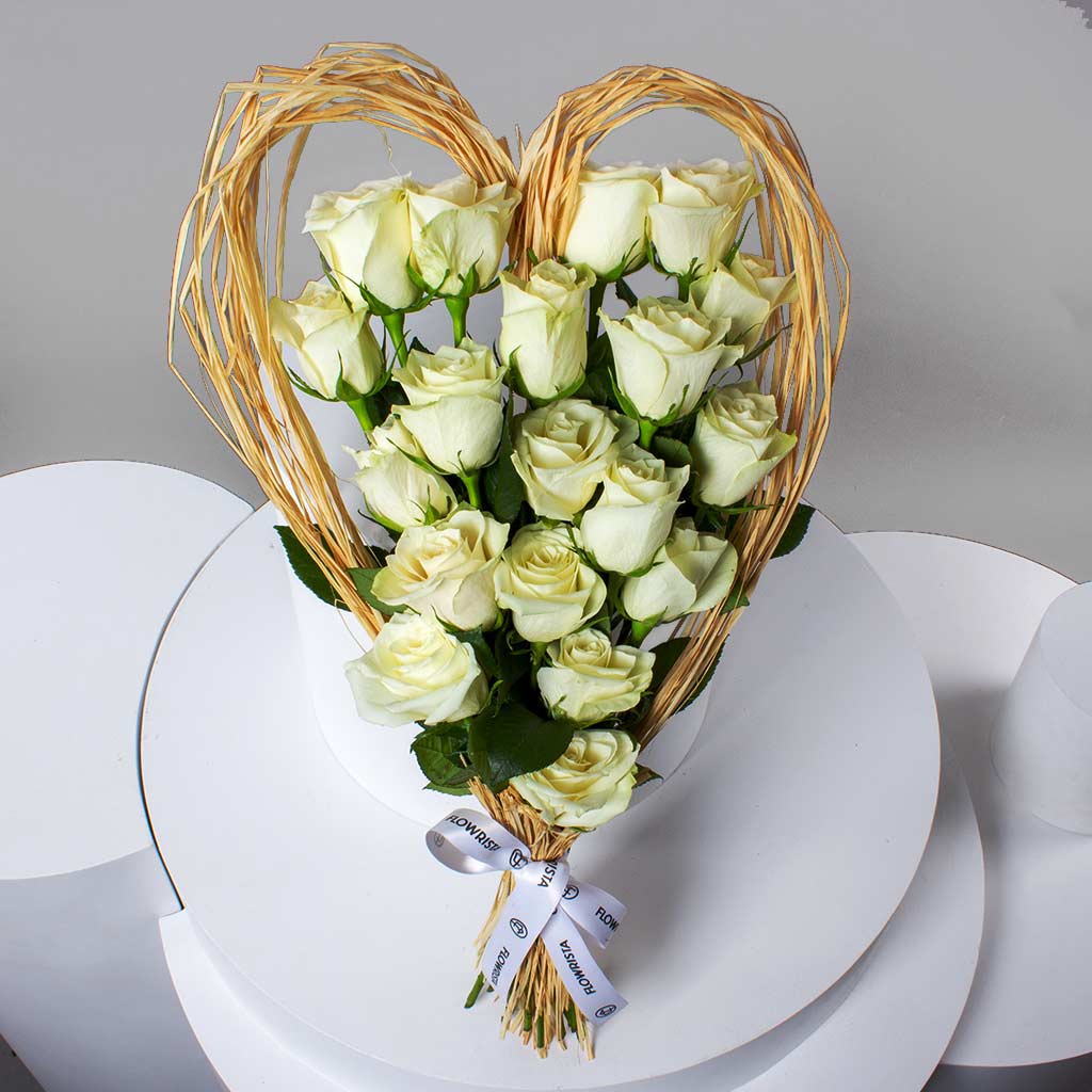 product-image-White Roses Heart-Shaped Bouquet