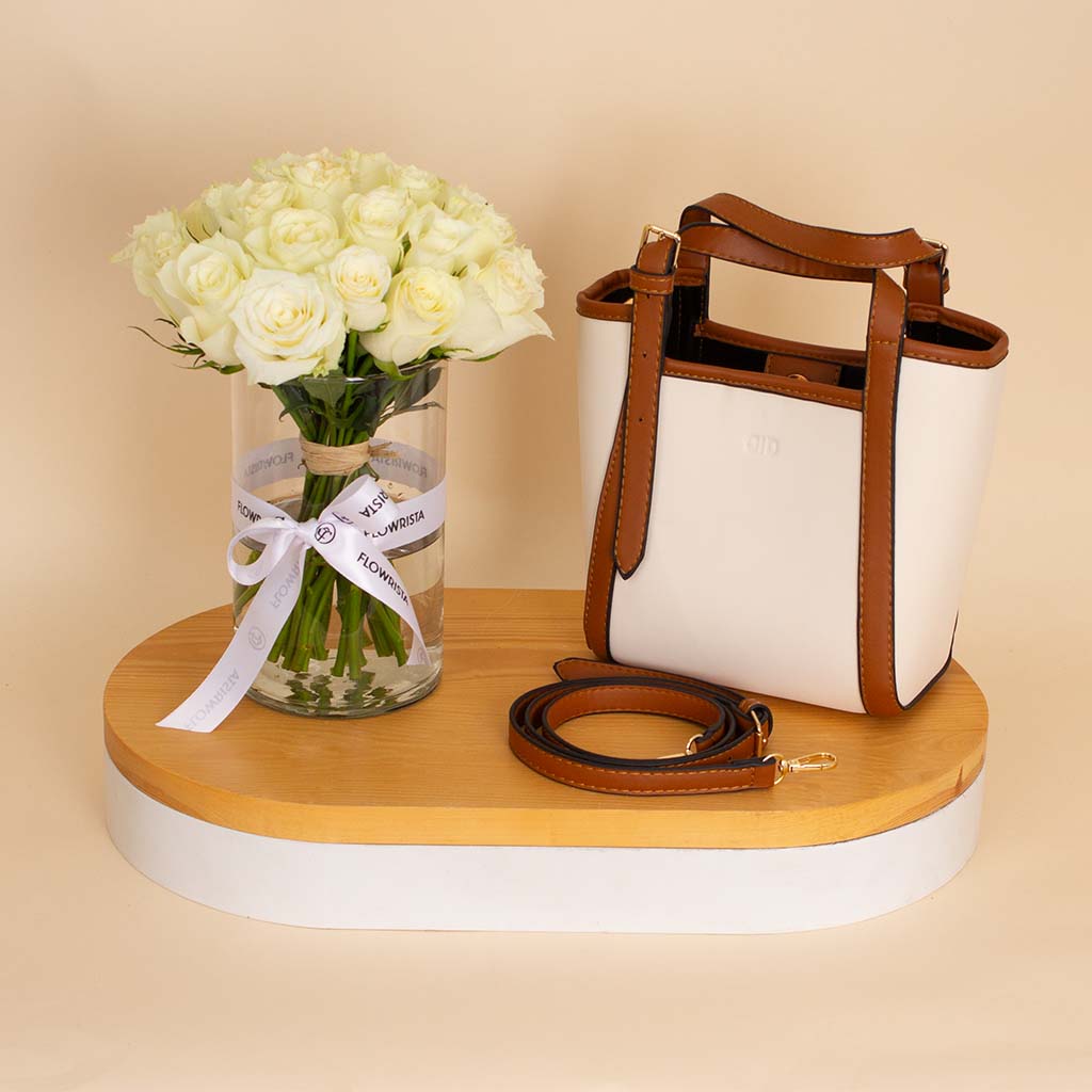 product-image-Alamki Velda Havan Bag & White Roses Vase