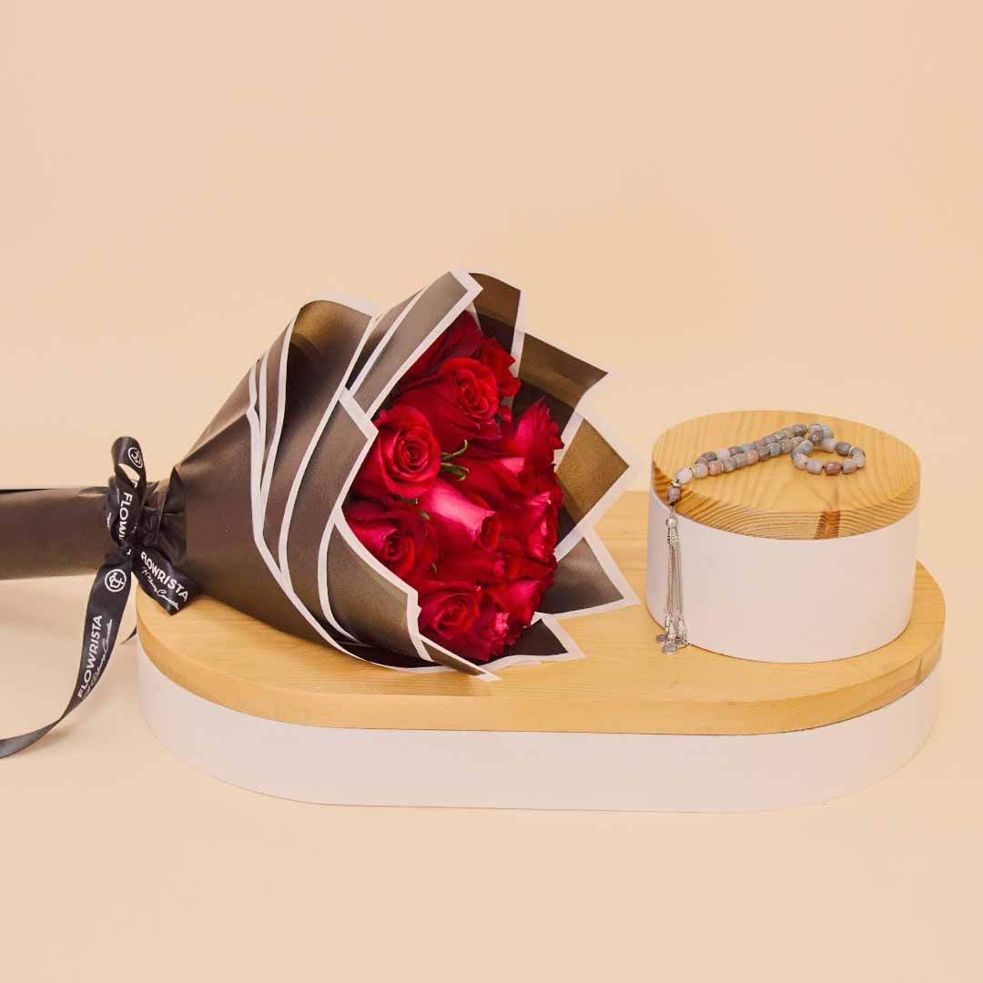 product-image-Brown Marble Rosary & Red Roses Boutique