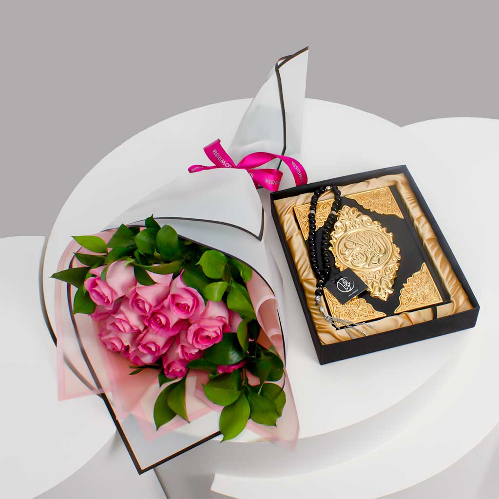 Flowrista Online Flowers Shop Ramadan Gift Set with Roses & Holy Quran