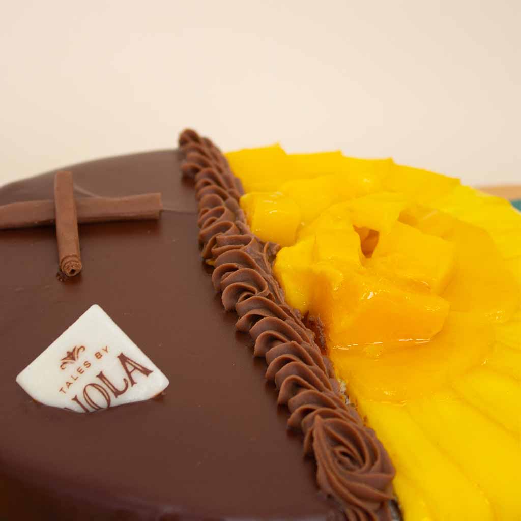 product-image-Half & Half Mango–Chocolate Cake & Fuchsia Roses Vase
