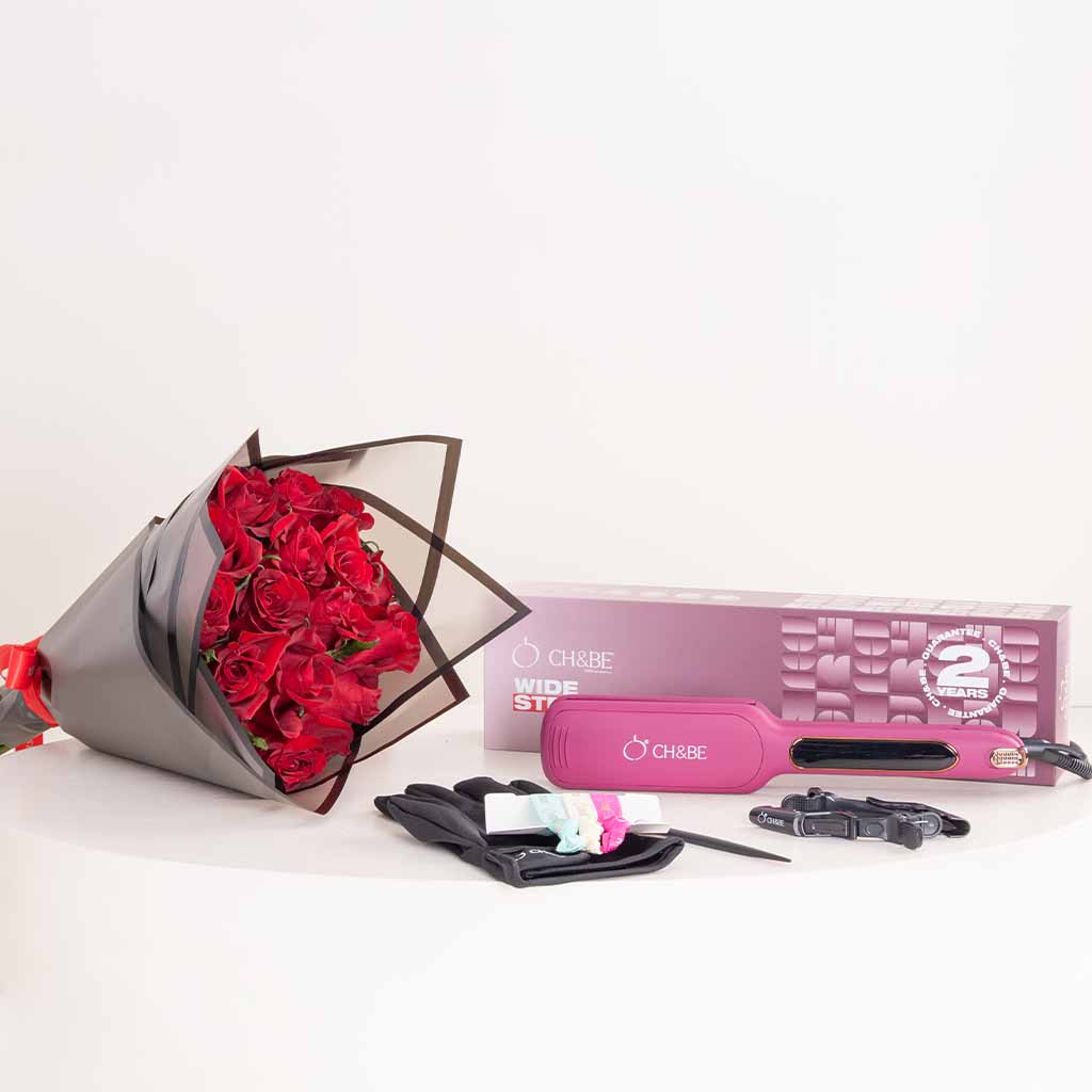 Flowrista Online Flowers Shop CH&BE Wide Straightener & Red Roses Bouquet