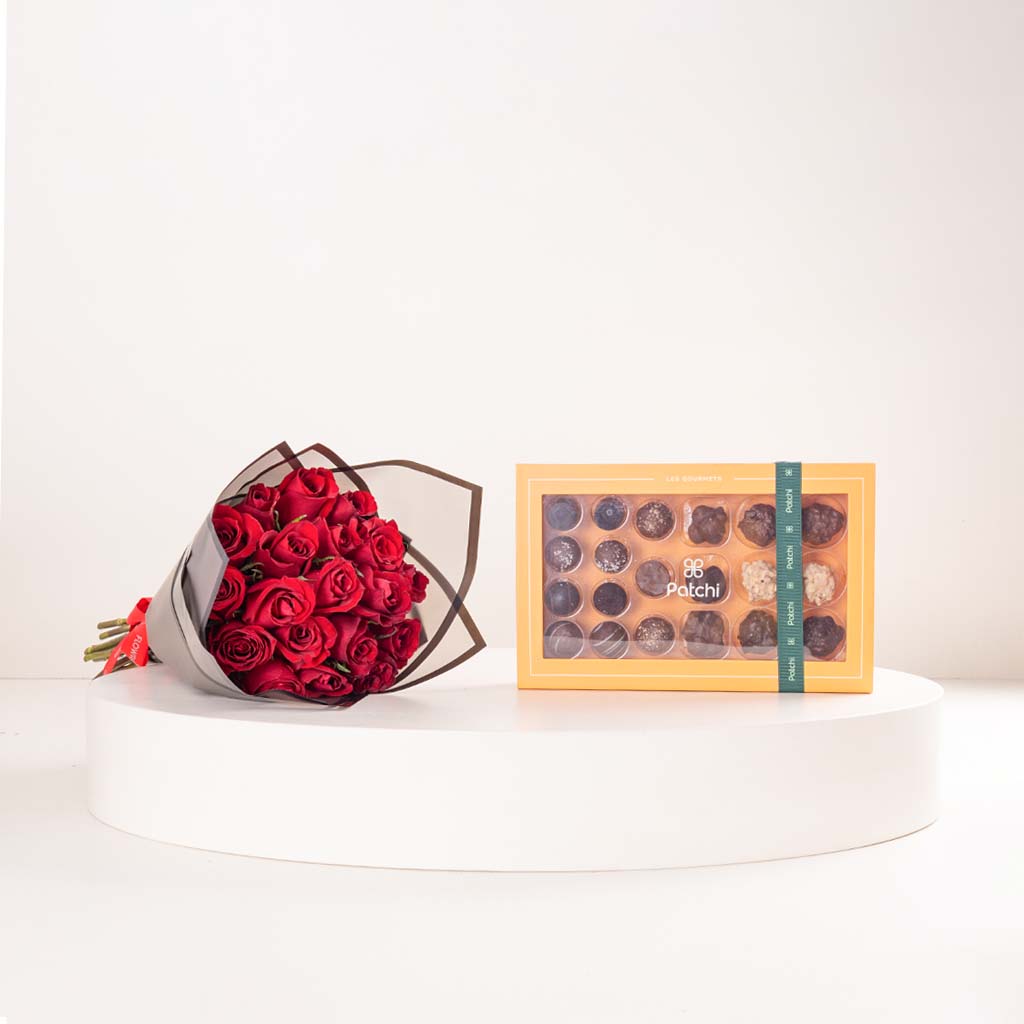 product-image-Patchi Les Gourmets 20 pcs & Red Roses Bouquet