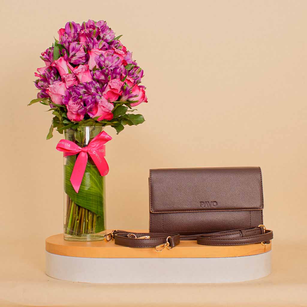 product-image-Pavo Brown Cross Handbag and Purble Unique Vase