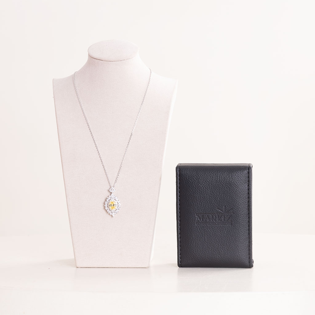 Flowrista Online Flowers Shop Markiz Thai Silver Platinum-Plated Yellow Zircon Necklace