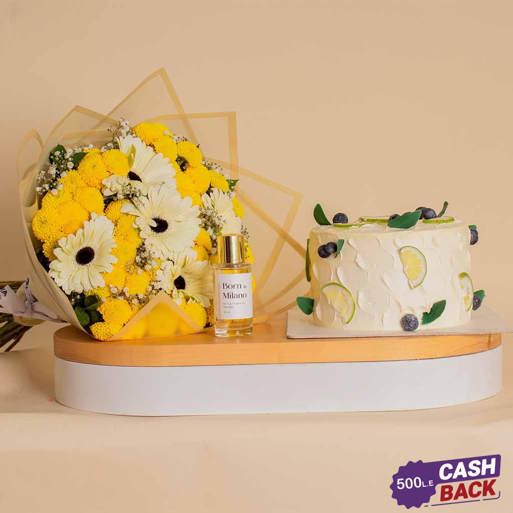 Flowrista Online Flowers Shop Voila Lemon Berry Cake, Flower Bouquet & Nuit Perfume Set