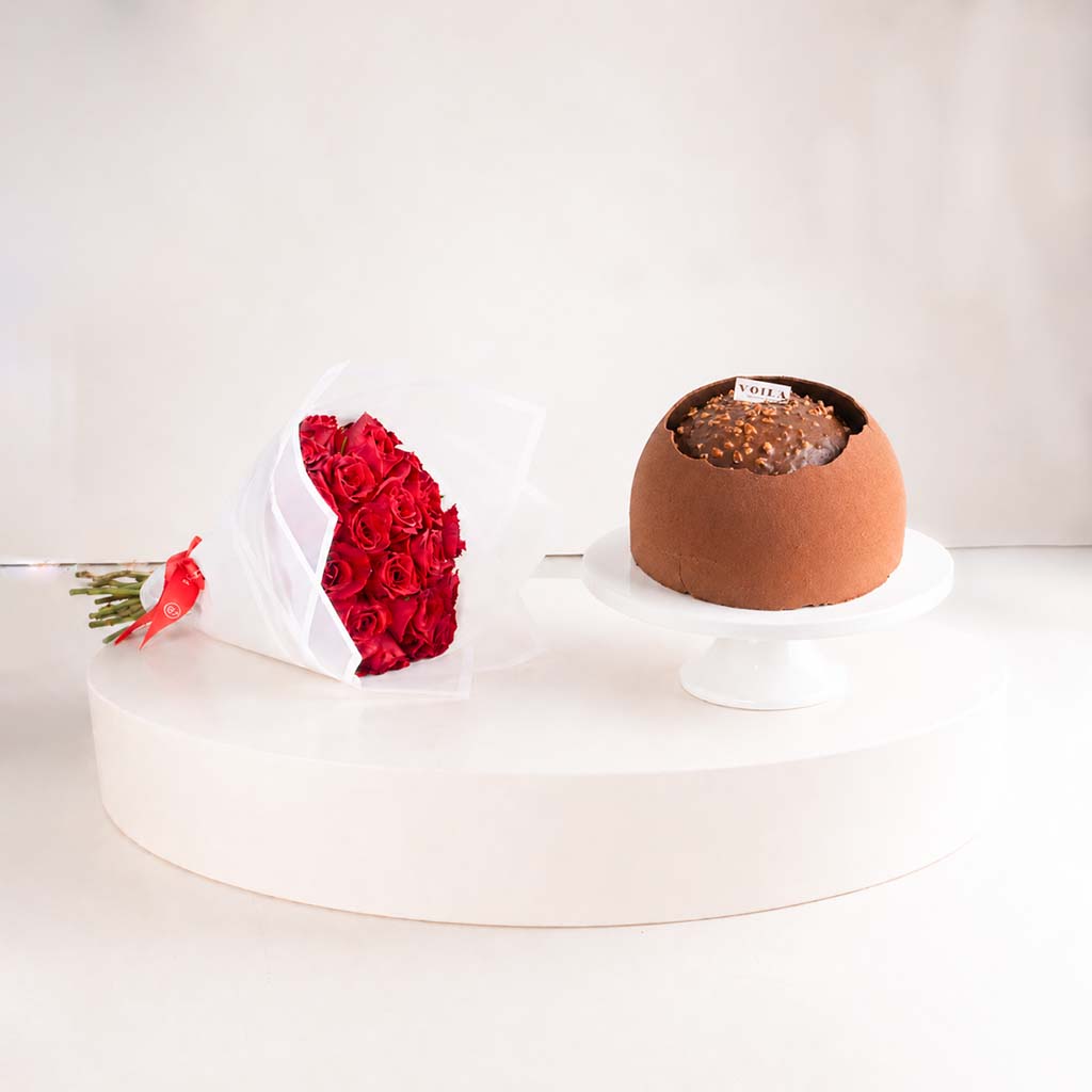 product-image-Voila Rôcher Cake & 15 Red Roses