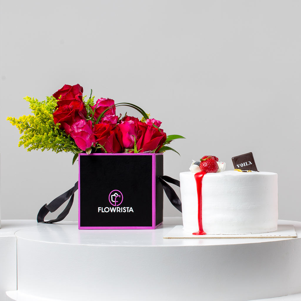 Flowrista Online Flowers Shop Voila white forest cake and The Redhouse