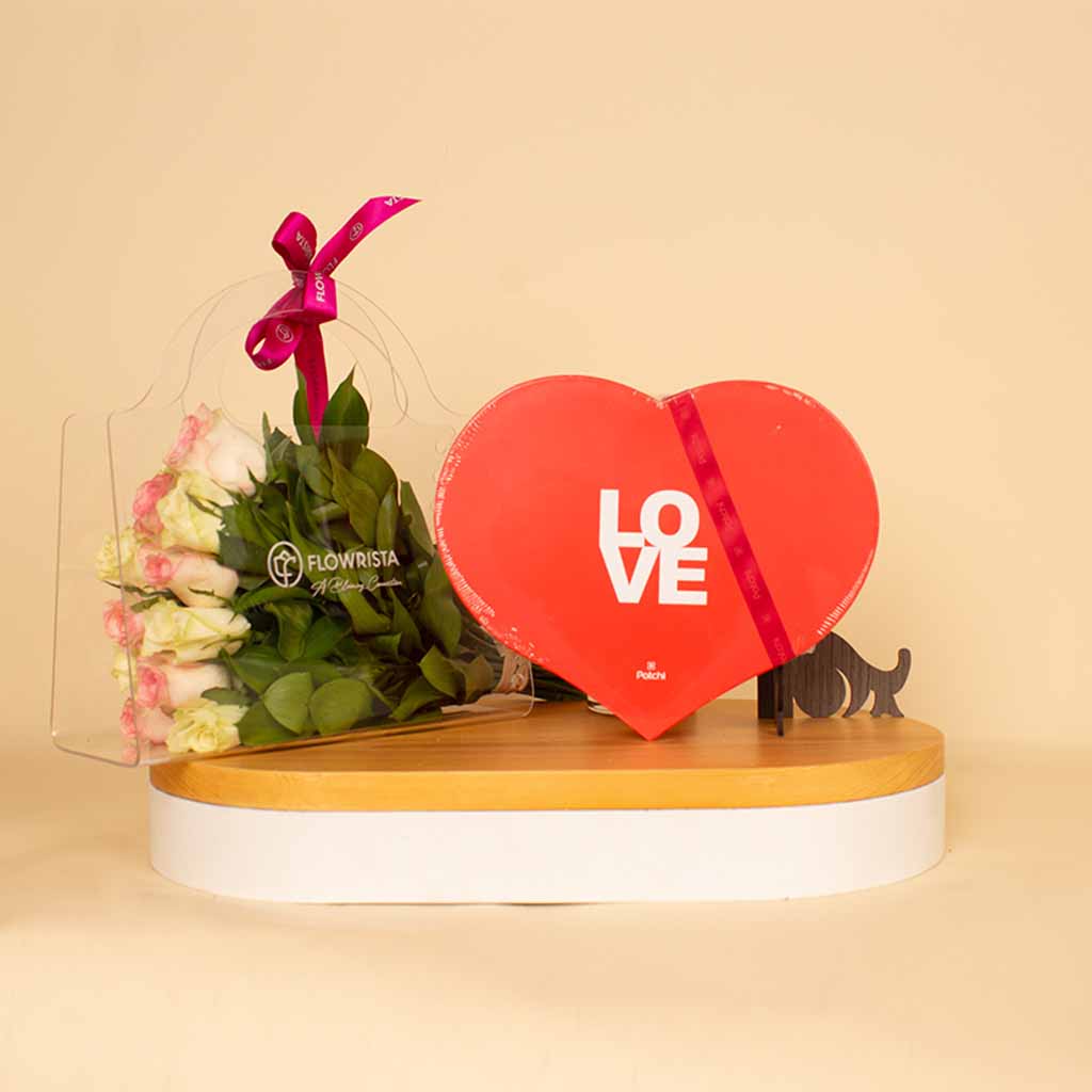 Flowrista Online Flowers Shop Patchi Love Box | A mixed white and pink flower bag