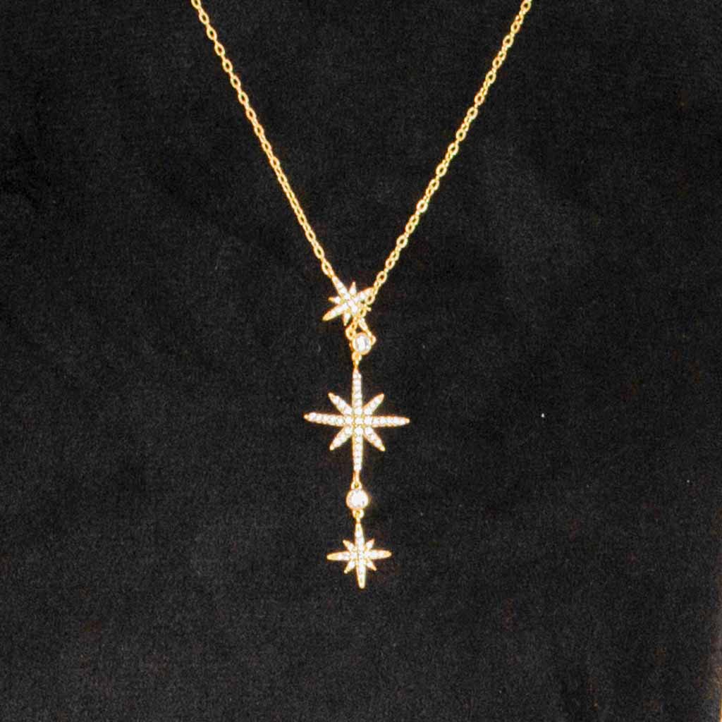 product-image-Three stars silver necklace gold plated