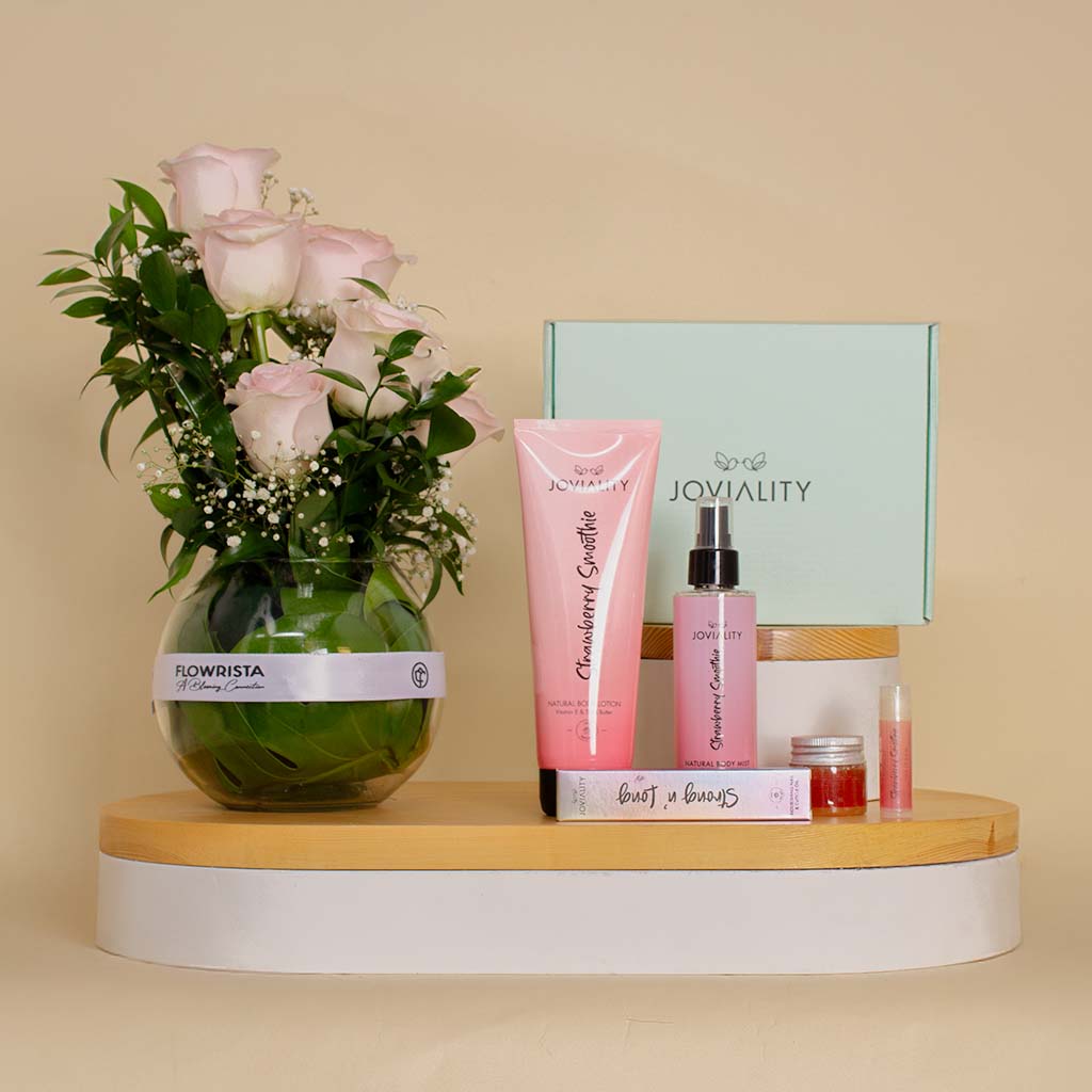 product-image-Joviality Skin Love Kit with Vase of Unique Roses