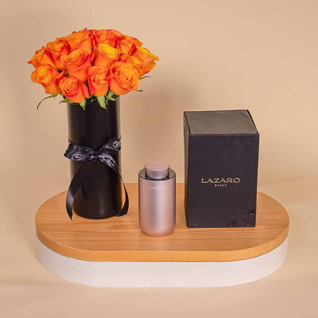 product-image-Lazaro Z1 Car Scent Diffuser rose gold And 20 Orange Roses