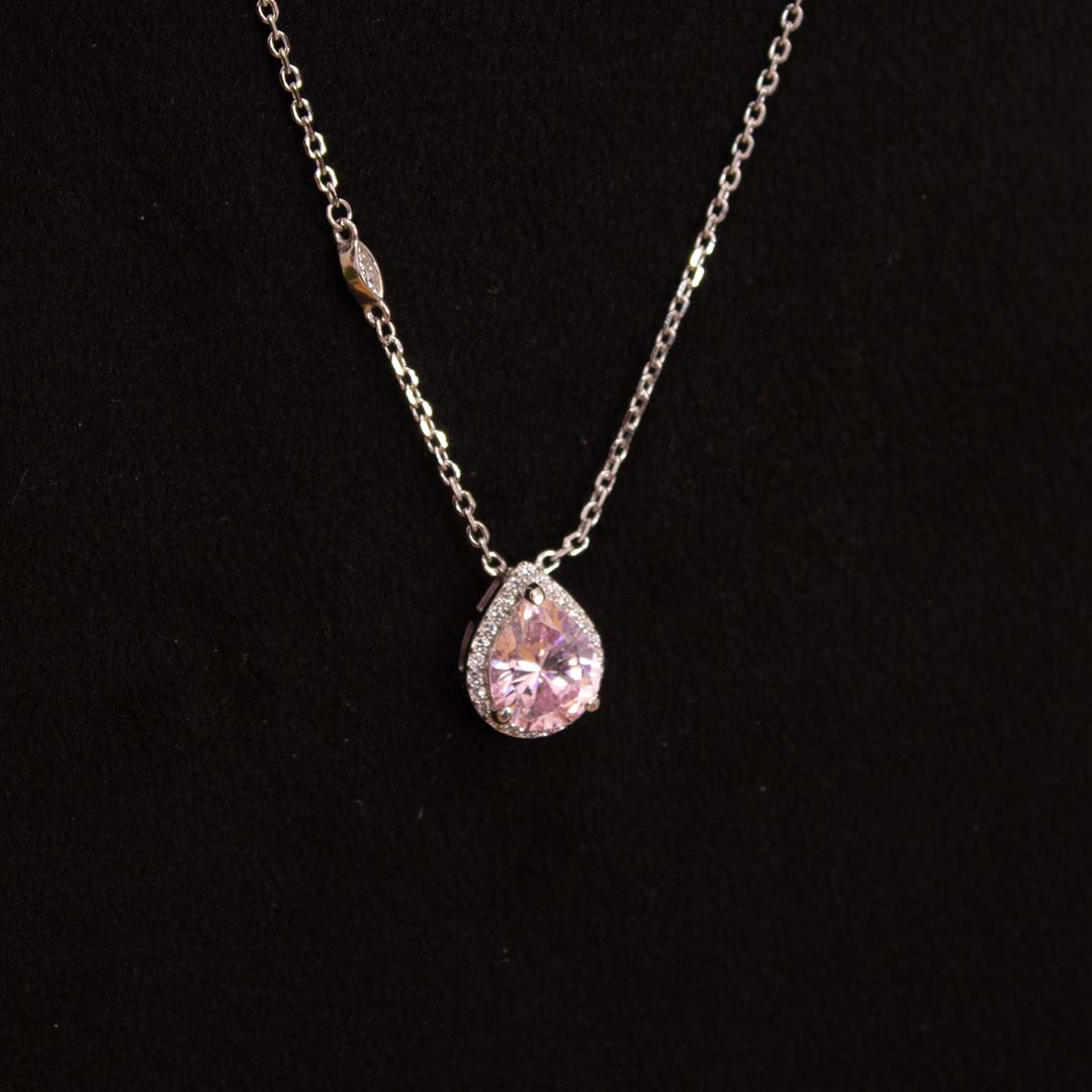 product-image-Markiz Teardrop Necklace with Pink Zircon & 15 Pink Roses Vase