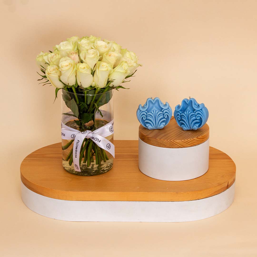 product-image-Reflame Jasmine Candle & White Roses Vase