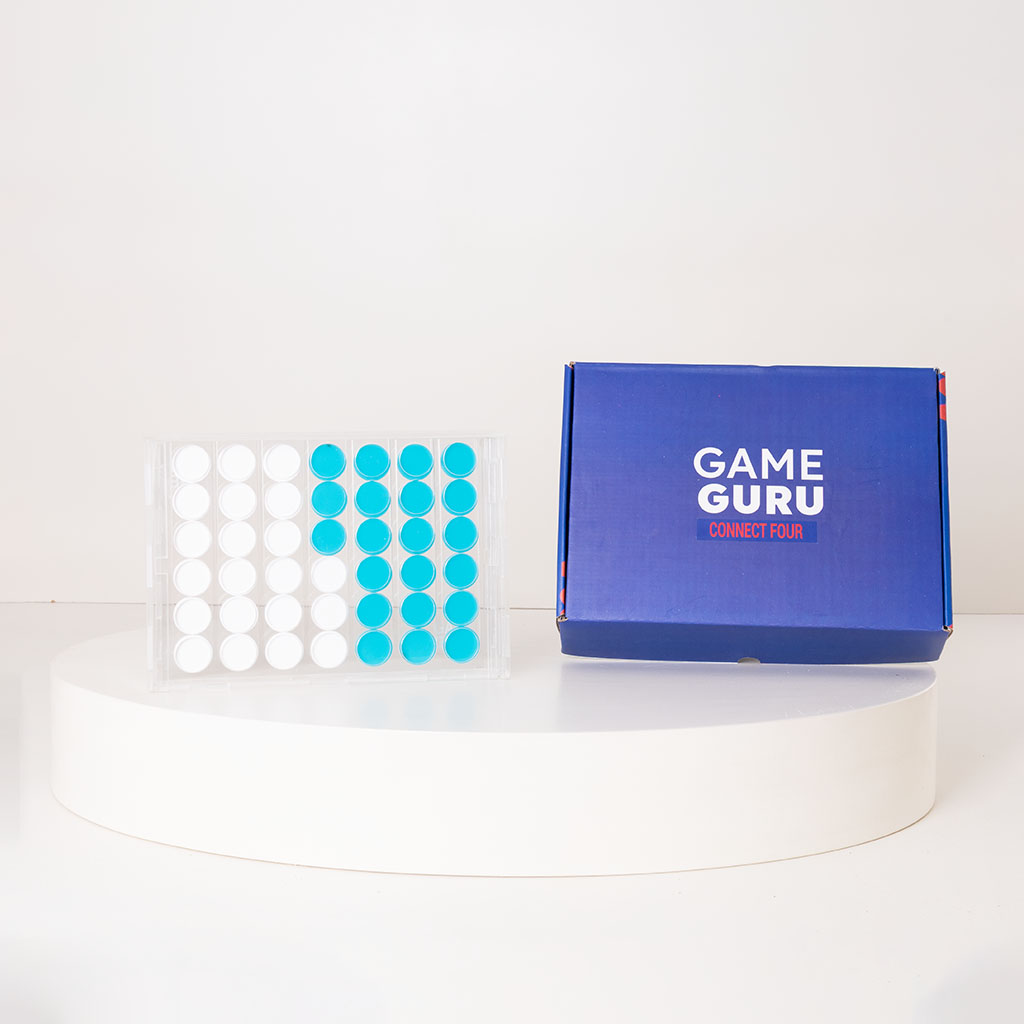product-image-Game Guru Acrylic Connect Four Turquoise-White & Red Roses Bouquet