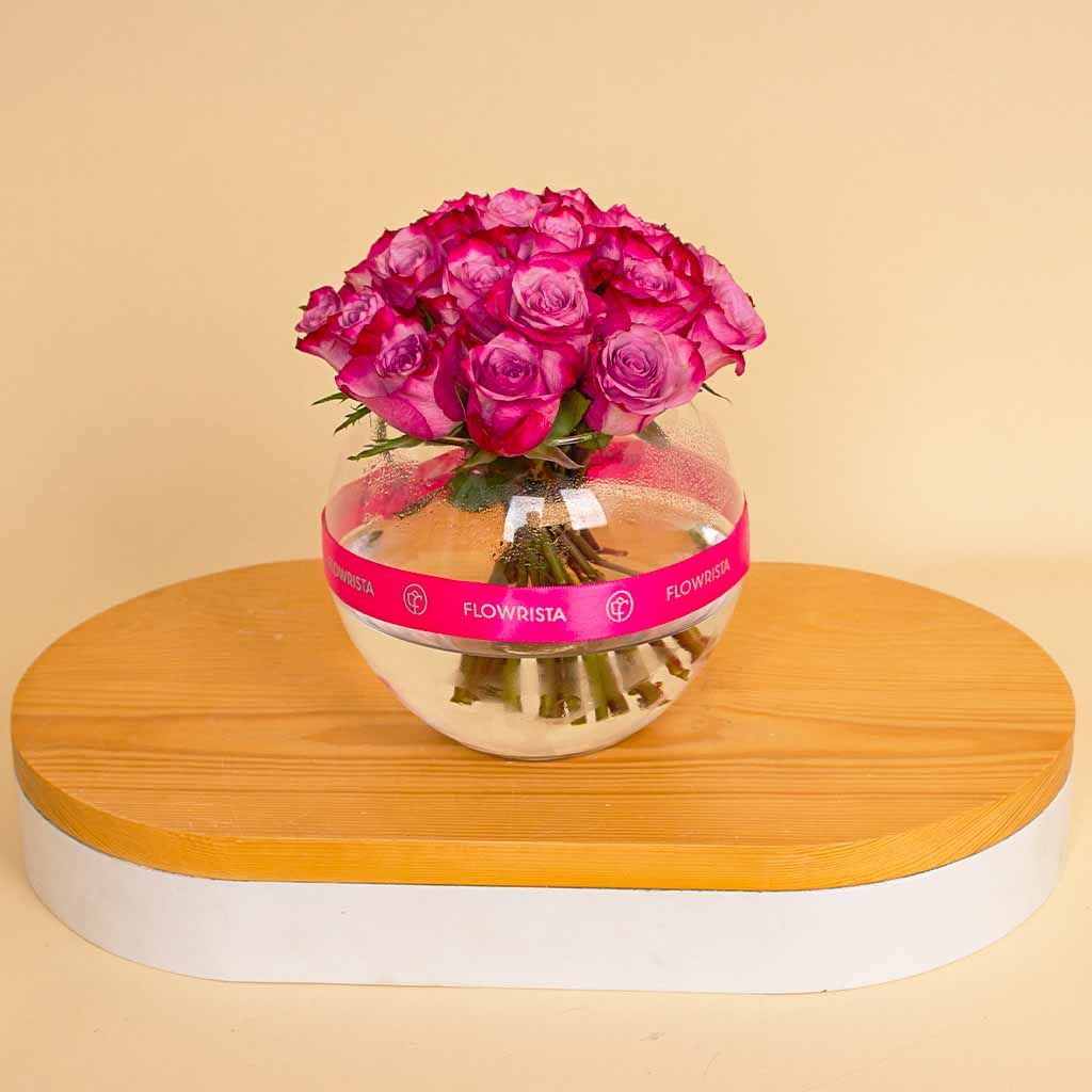 product-image-Bowl Vase – 20 Purple Flowers