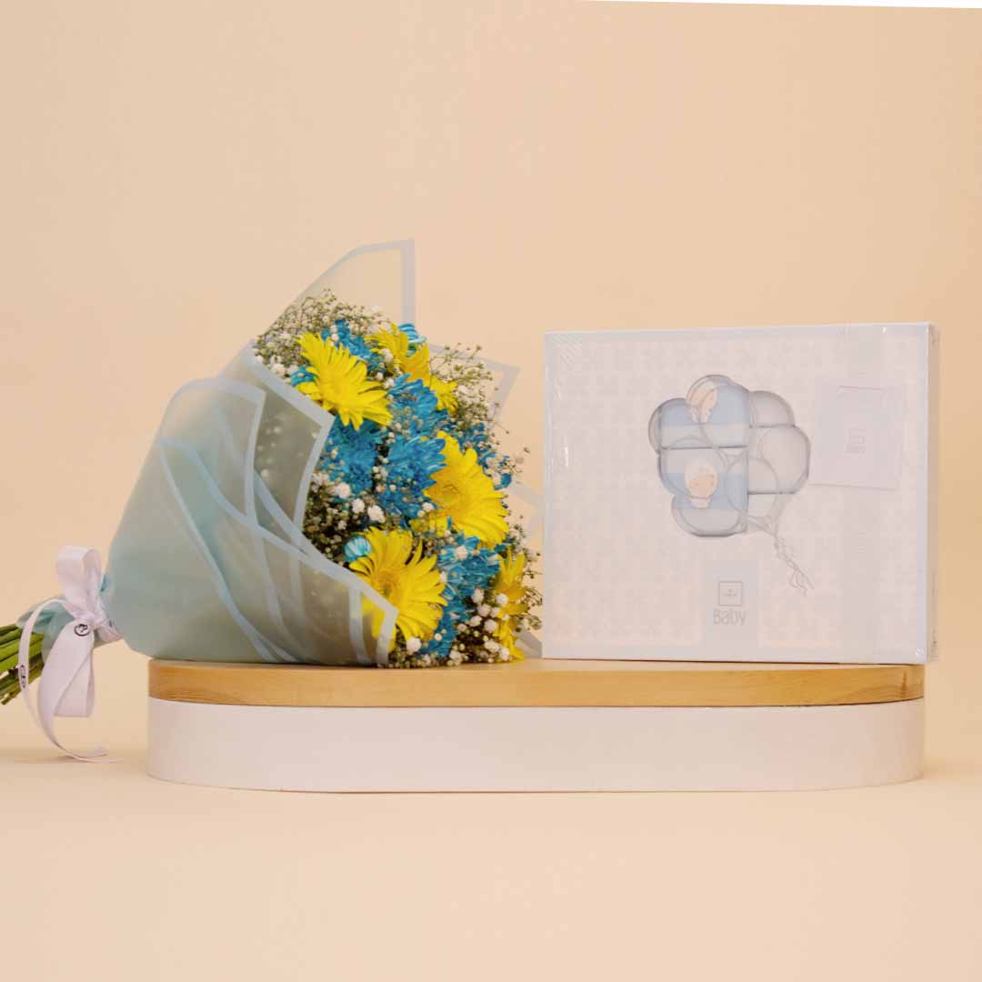 product-image-Patchi Little Boy Chocolate Box & Chrysanthemum & Gerbera Bouquet