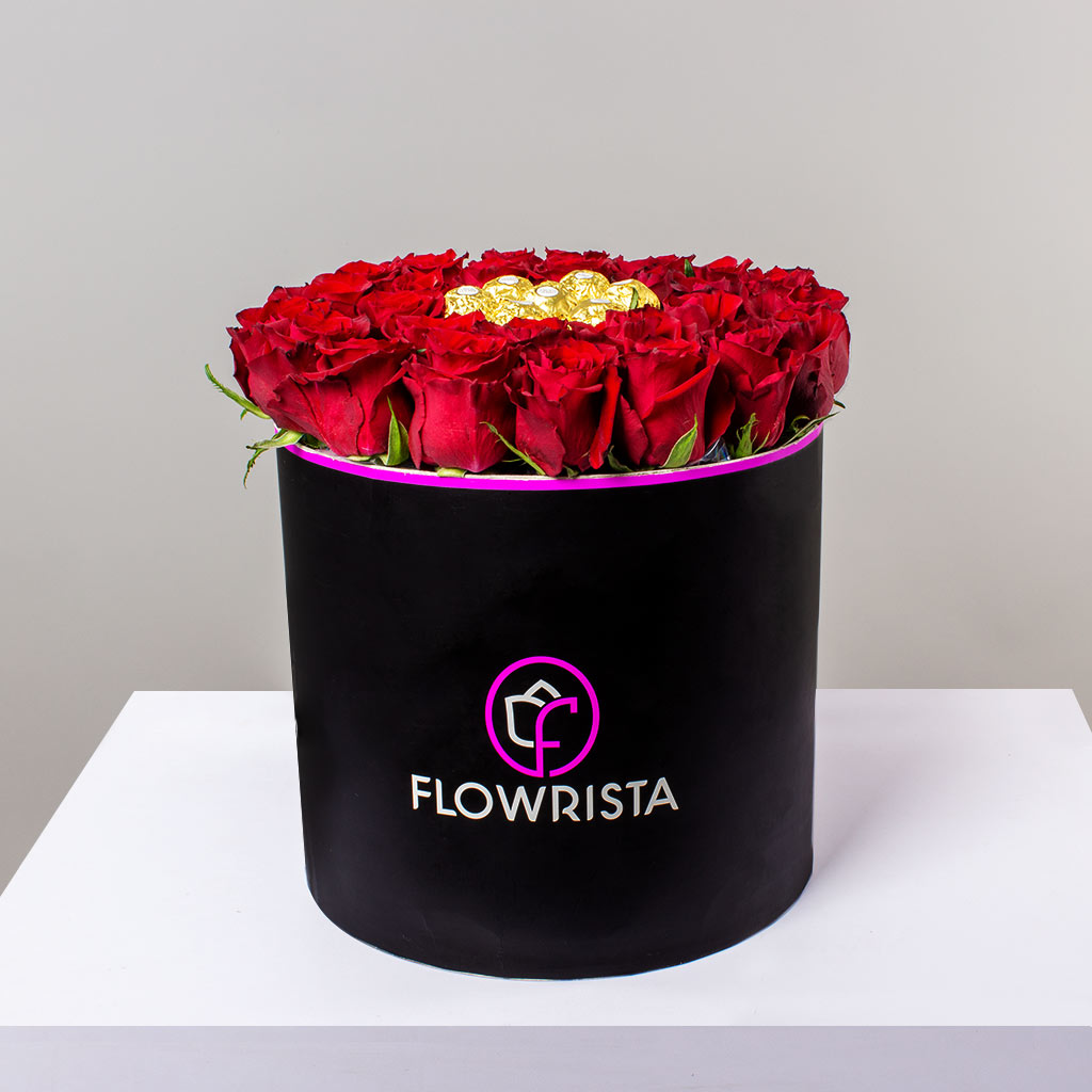 Flowrista Online Flowers Shop Red Roses & Ferrero Rocher Gift Box