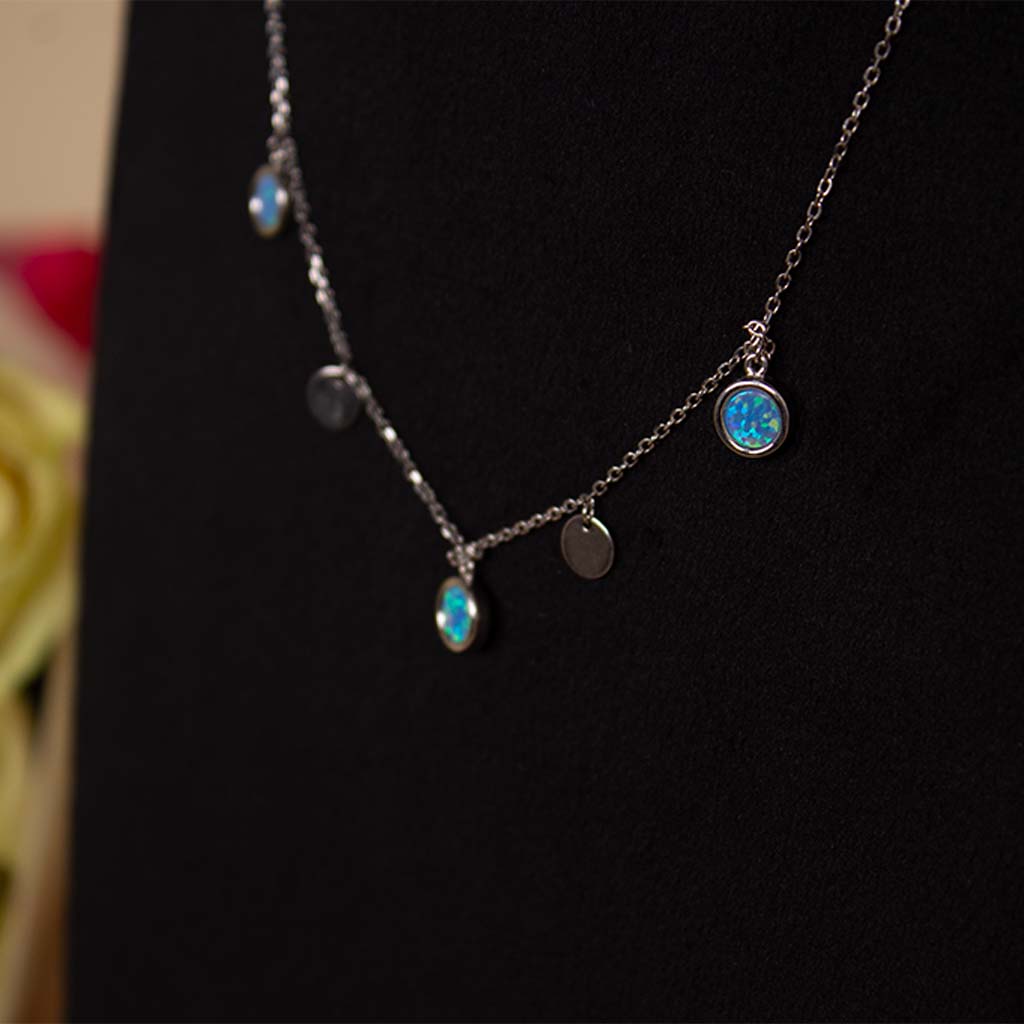 product-image-Markiz Blue Opal Water Necklace And 15 White Roses