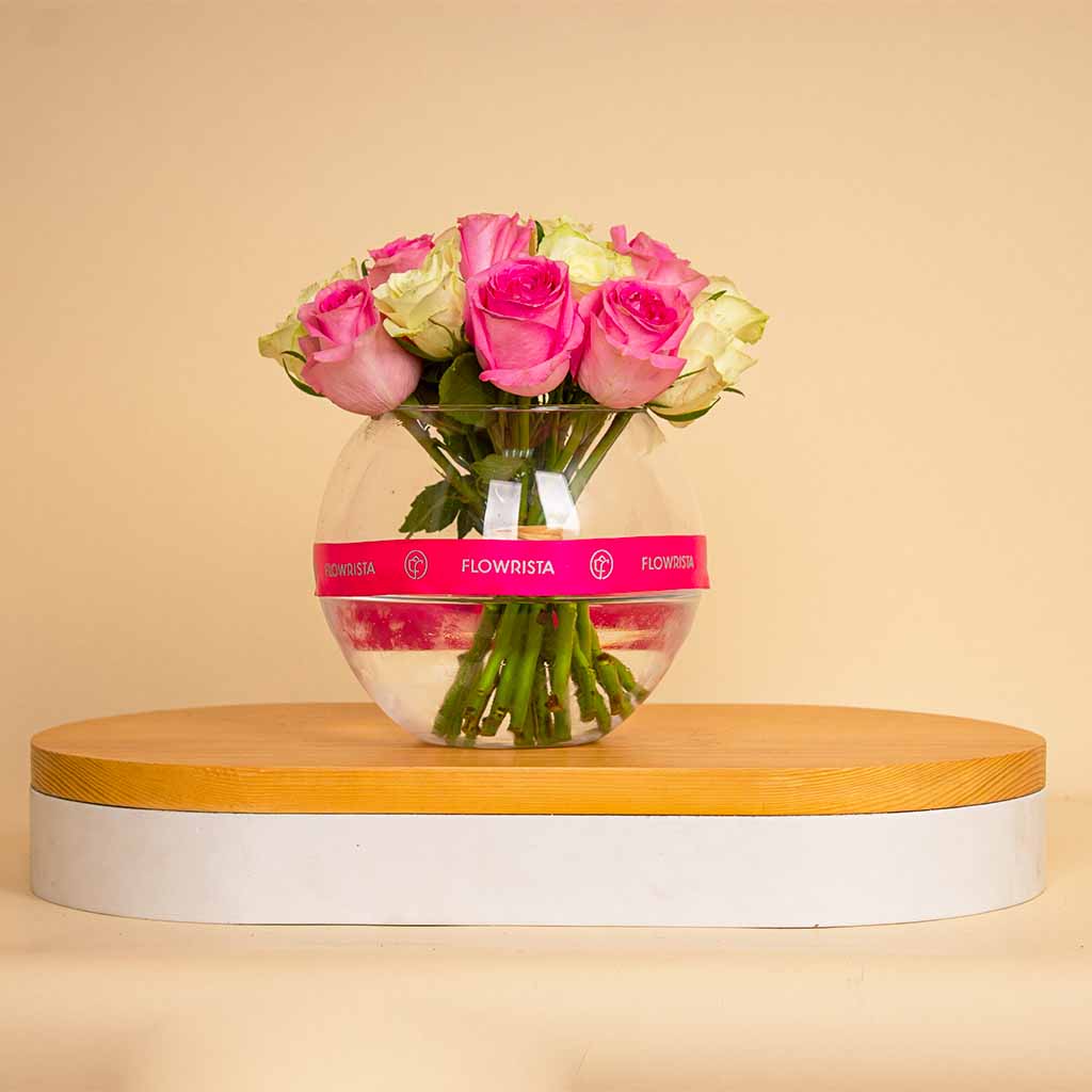 product-image-Mixed Flowers Boula Vase – White & Pink Flowers