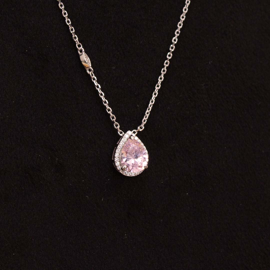 product-image-Markiz Sterling Silver Teardrop Necklace with Pink Zircon