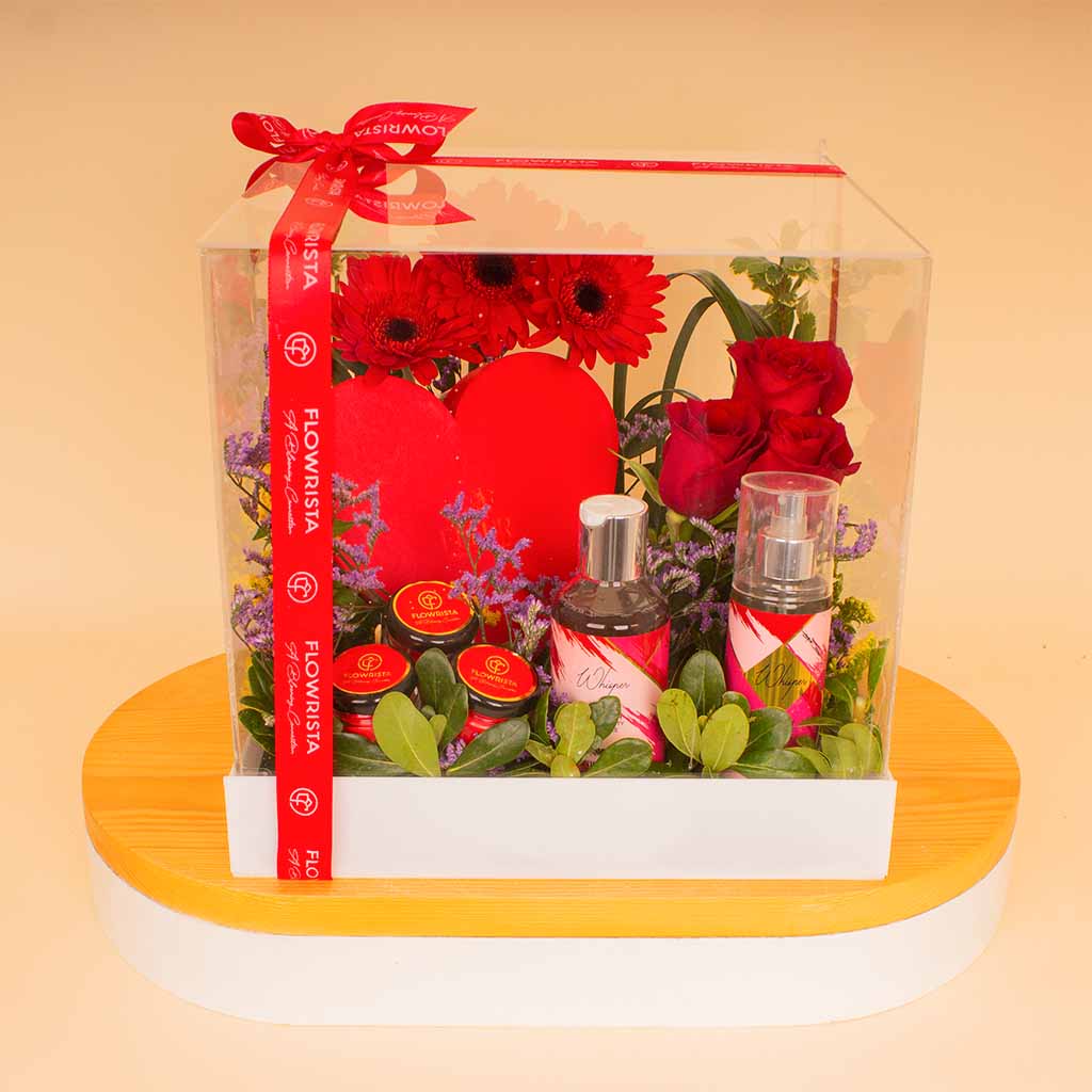 product-image-مجموعة ويسبر من سول آند مور مع علبة هدايا من الزهور الحمراء