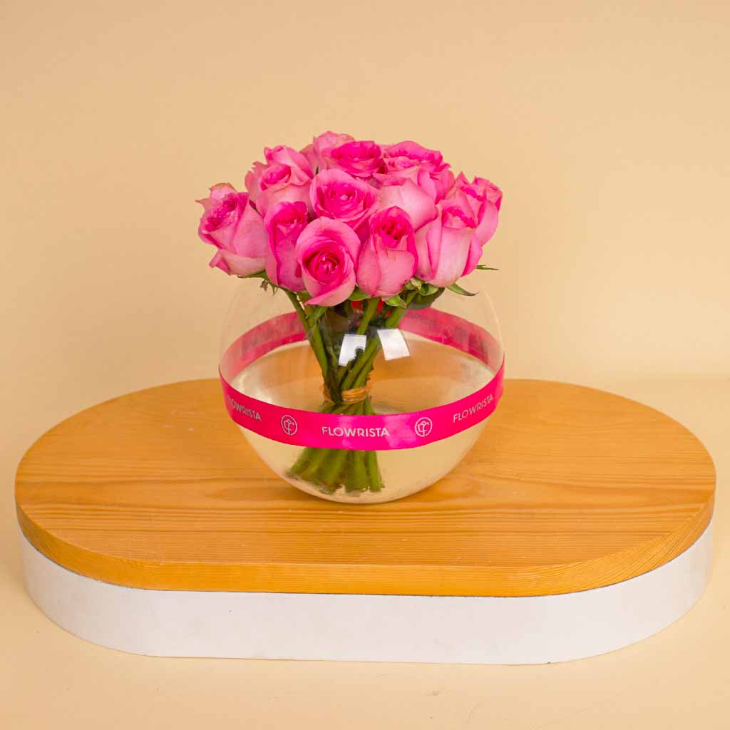 product-image-Pink Vase – 15 Pink Flowers