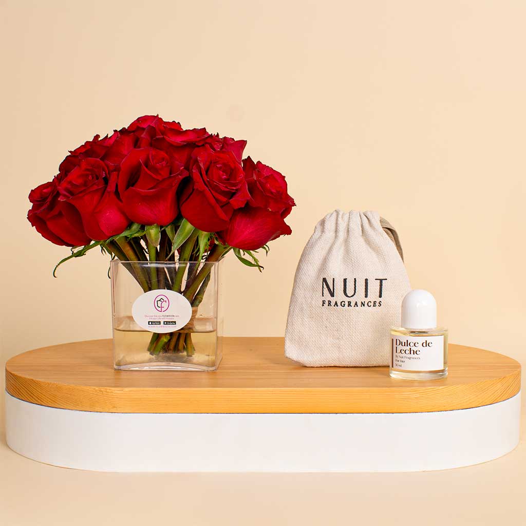product-image-Nuit Fragrances Dulce de Leche | 20 red roses vase