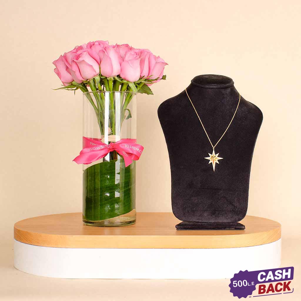 product-image-Feliz Moda star silver necklace gold plated | 15 Pink Flower Vase
