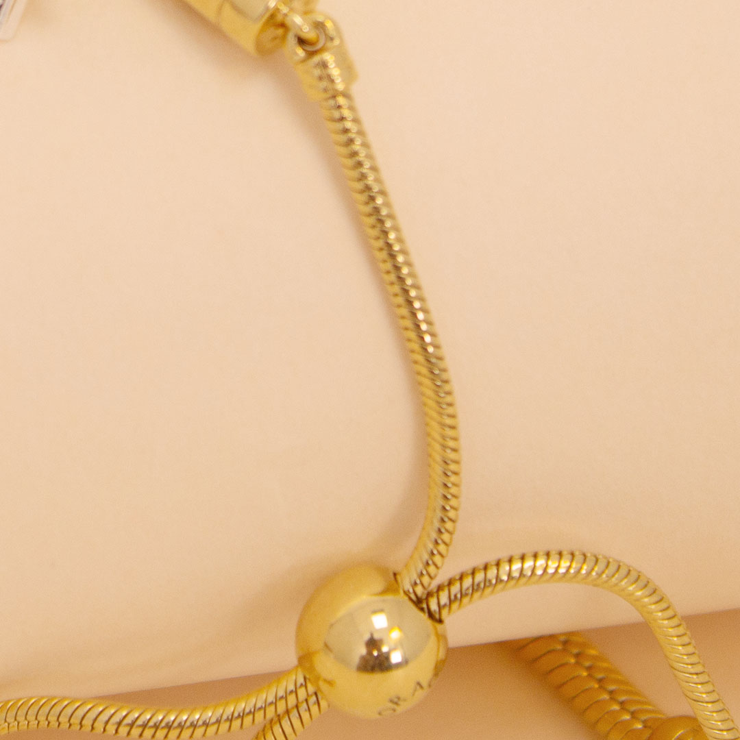 product-image-Pandora Gold-Plated Sliding Bracelet with Celestial Triple Dangle Charm