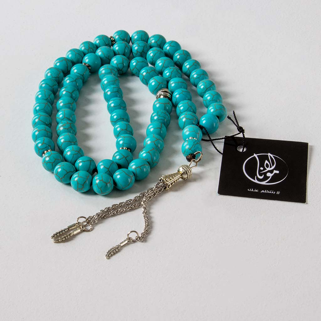 Flowrista Online Flowers Shop Natural Blue Turquoise Misbaha – 33 Beads (10mm)