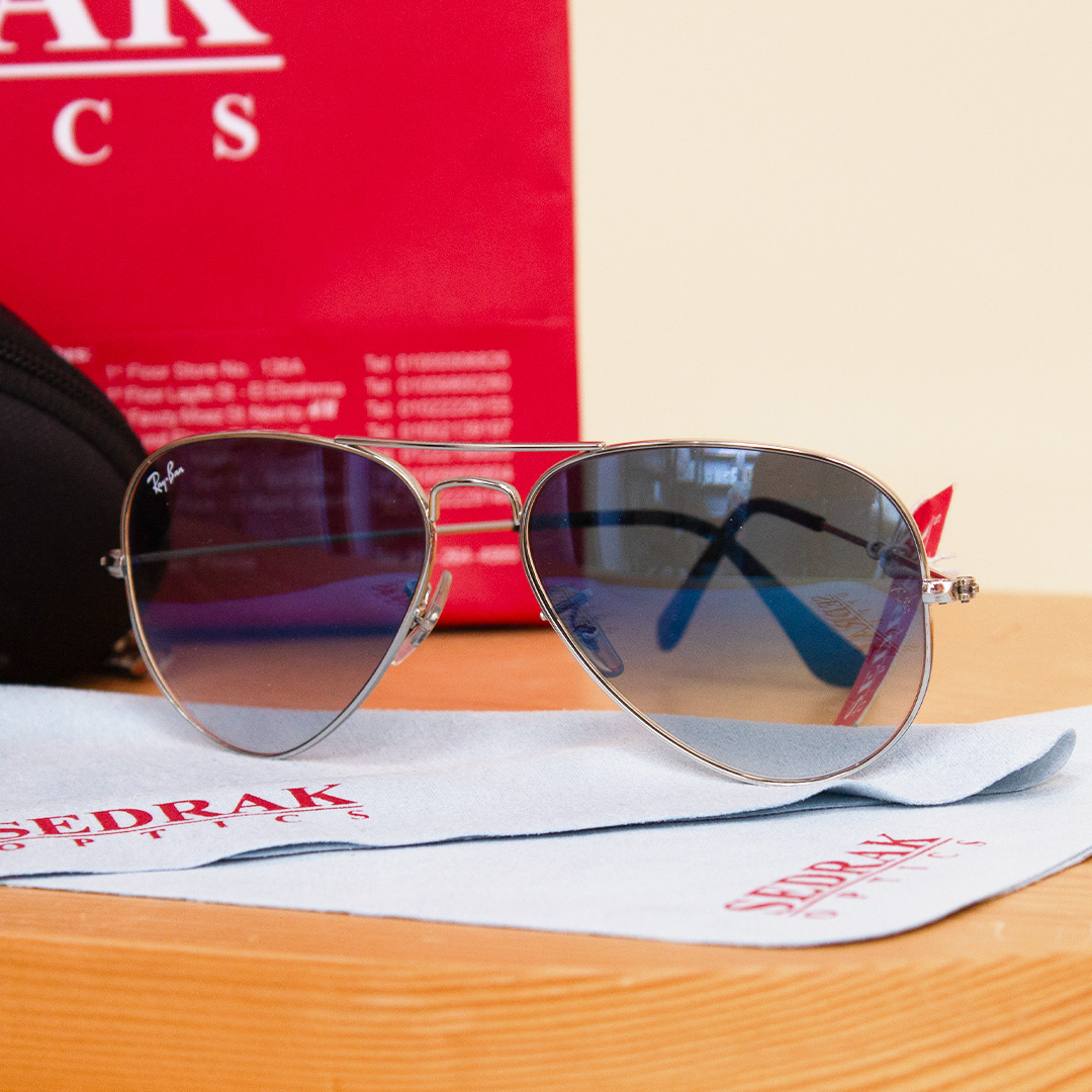 product-image-Ray-Ban Sunglass with Silver Frame & Gradient Blue Lenses