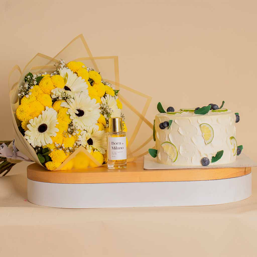 product-image-Voila Lemon Berry Cake, Flower Bouquet & Nuit Perfume Set