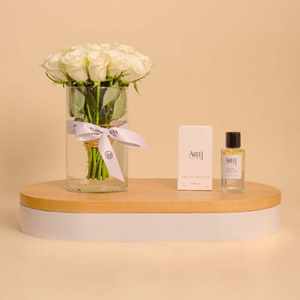 product-image-Areej Musk Patchouli with Vase of 20 White Roses