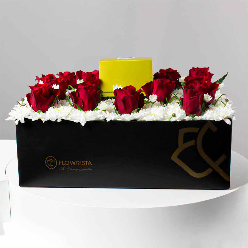 Flowrista Online Flowers Shop Patchi Chocolate Box 1kg and 15red roses