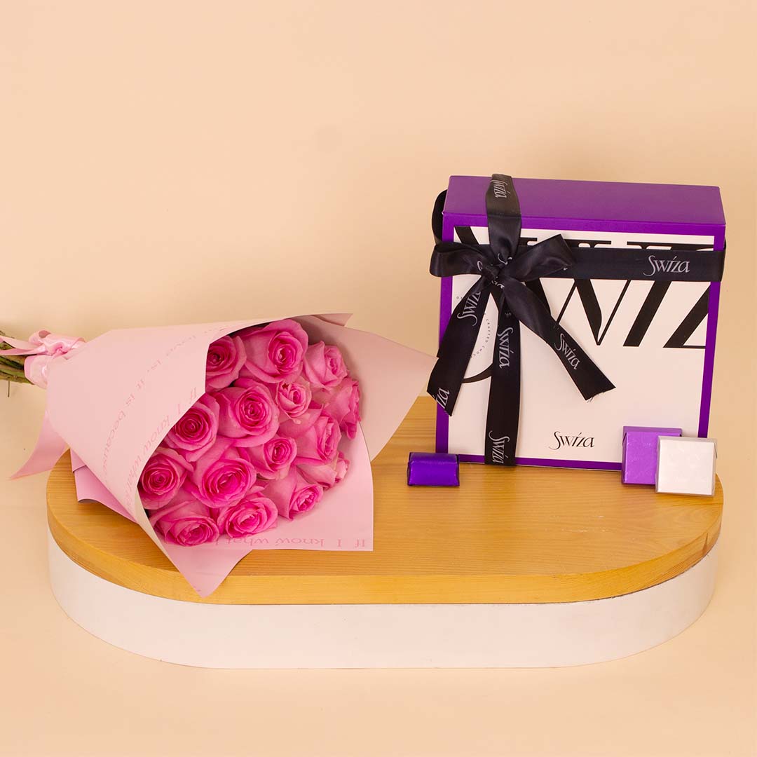 product-image-Swiza Chocolate Box 500g & 15 Roses Boutique