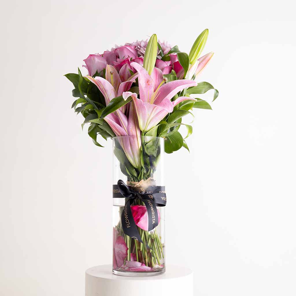 product-image-Purple Lilies, Chrysanthemums & Roses Vase