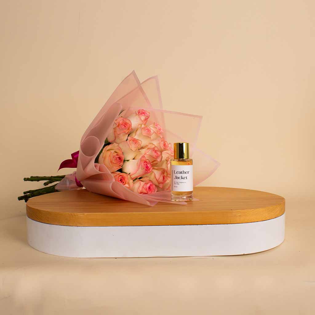 product-image-Nuit Fragrances Leather Jacket | Light Pink Flower Bouquet with 15 Flowers