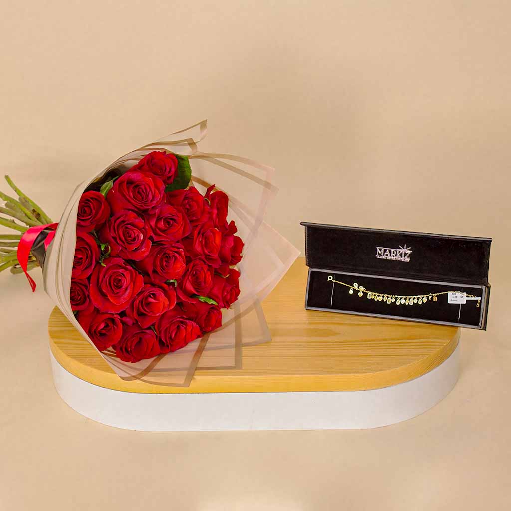 product-image-Markiz Bracelet Golden Mirage & 20 Red Roses